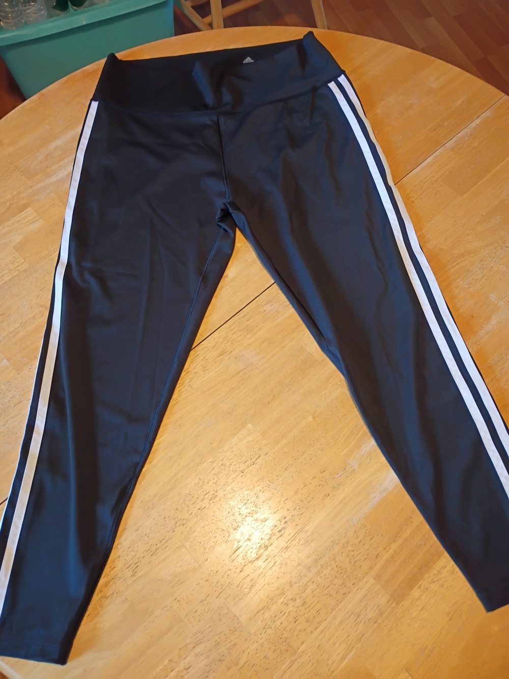 adidas Black Women's Leggings with White Side Stripes